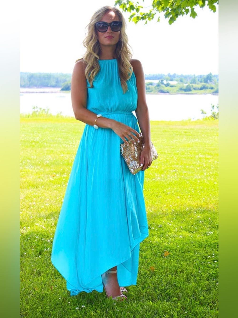 Calypso St. Barth Turquoise High-Low Halter Dress featured on USA Today - Picture 7 of 7